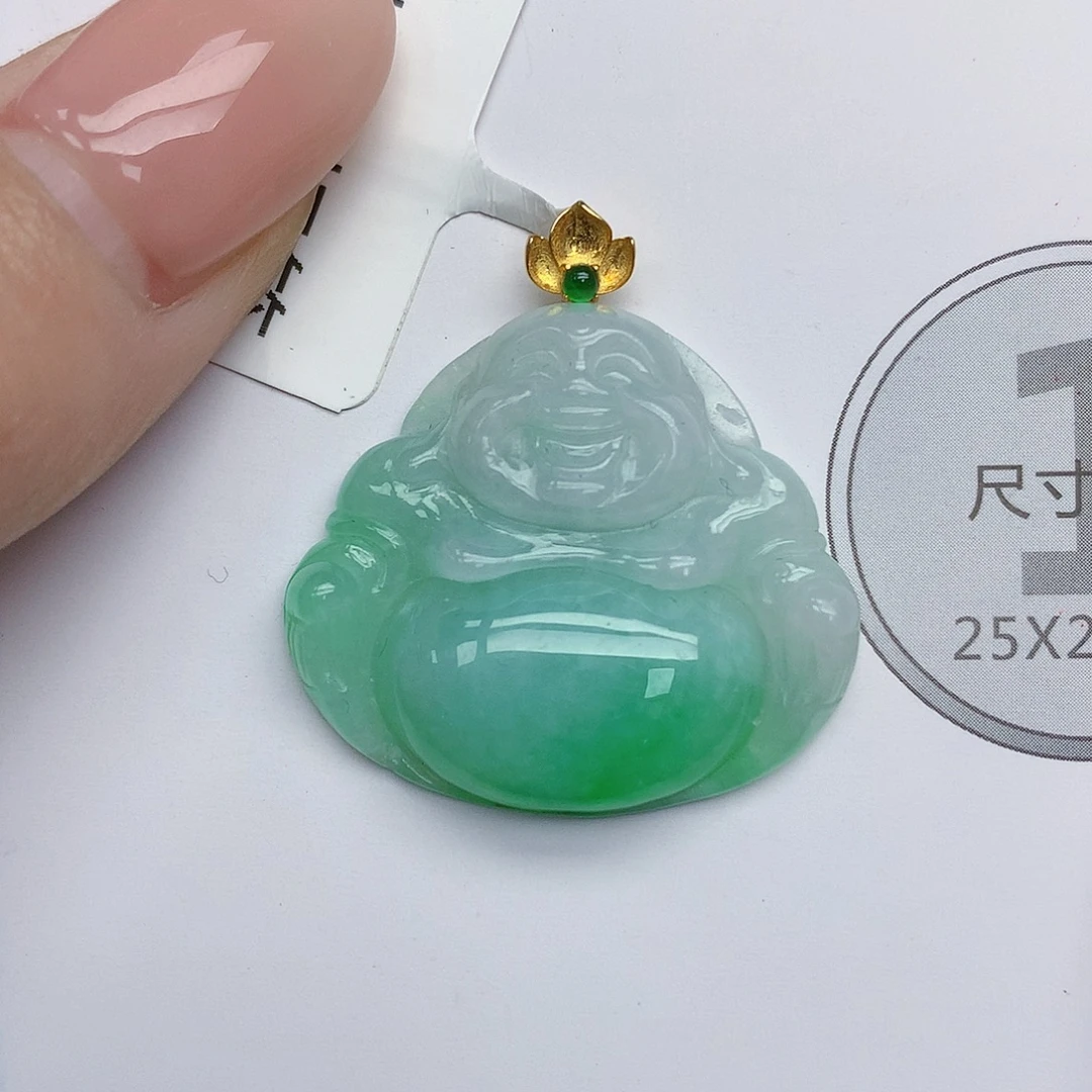 翡翠18K金镶嵌颈饰天然翡翠a货 百元以上9米证书费自理