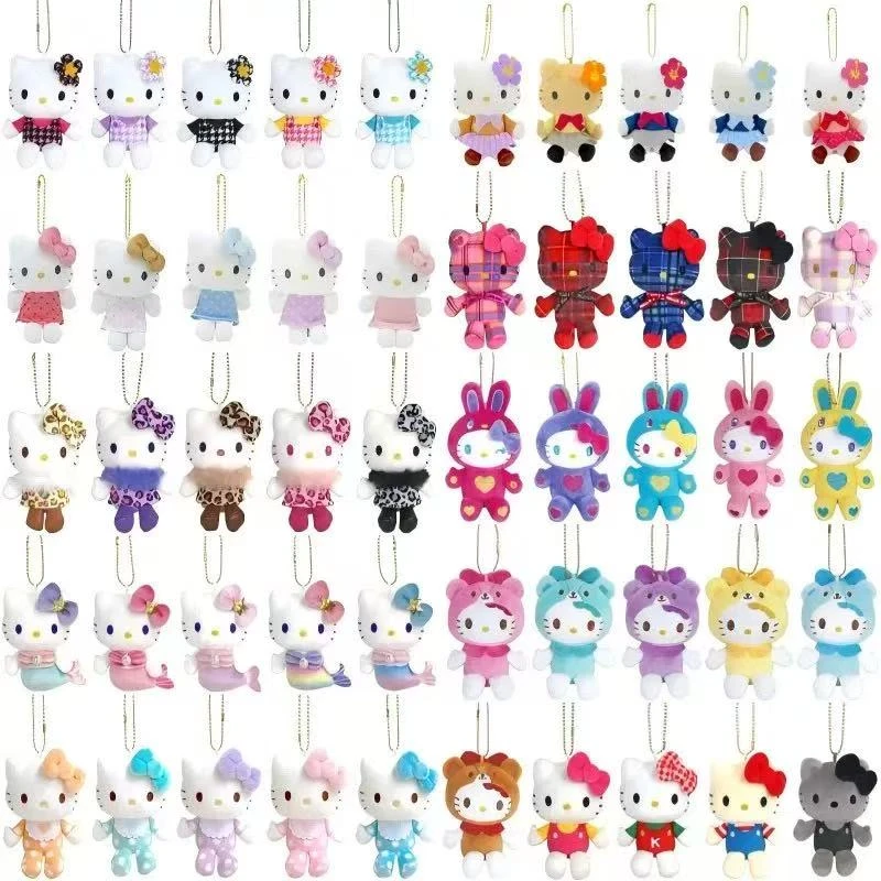 日本Sanrio三丽鸥Hellokitty50周年限定黑皮豹纹泰迪熊毛绒挂件