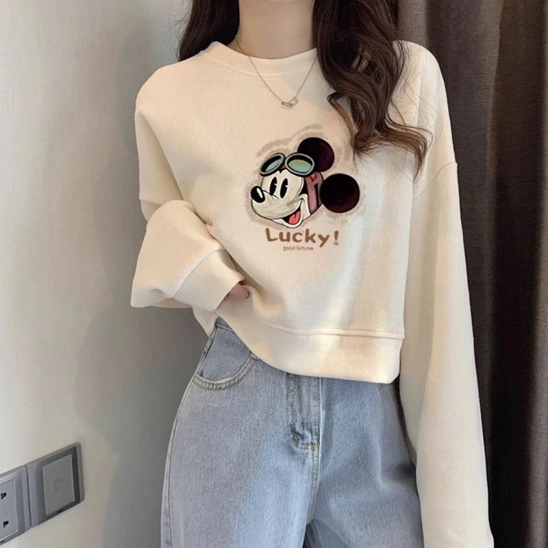 2025新款圆领套头短款卫衣女加绒加厚秋冬上衣百搭小个子春秋薄款