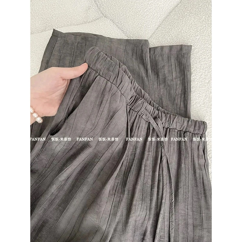 【山本裤】晕染休闲慵懒风飘逸垂感阔腿九分裤女