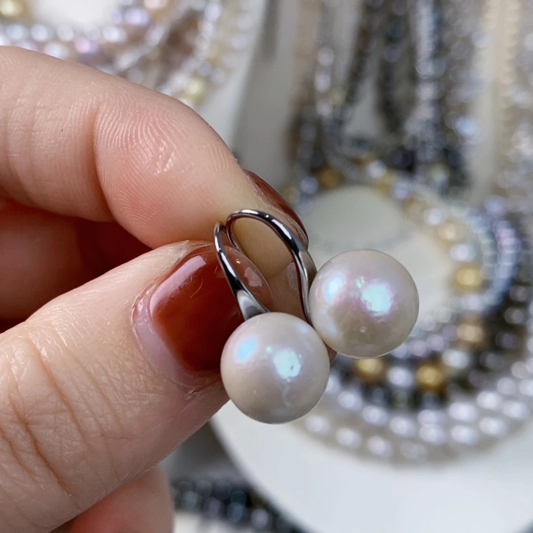 淡水珍珠耳饰银S925镶嵌