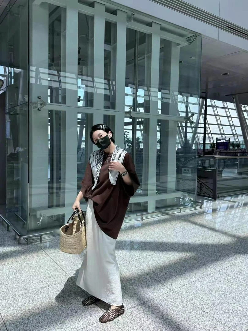 Az LongQuan 幸运机场半裙 2025夏季设计师休闲百搭新款 g61201