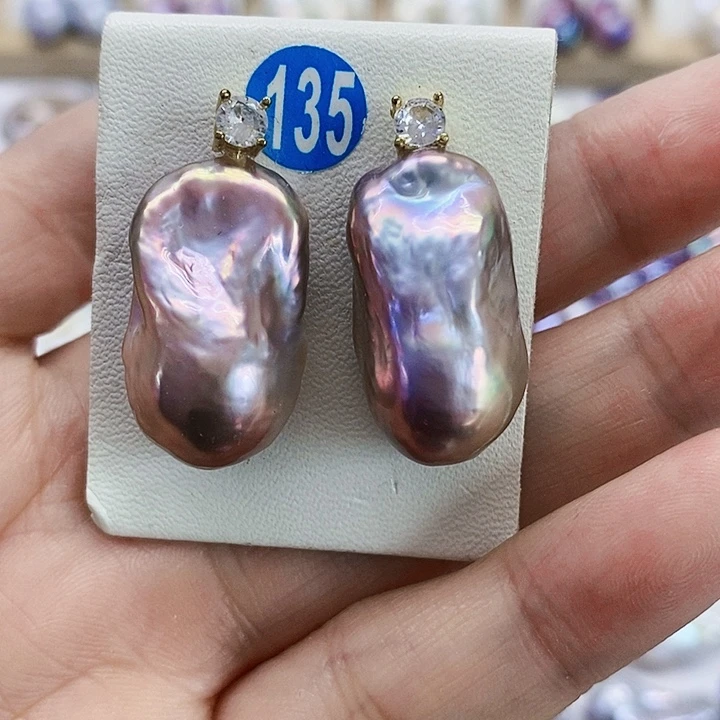 银S925镶嵌耳饰淡水珍珠?