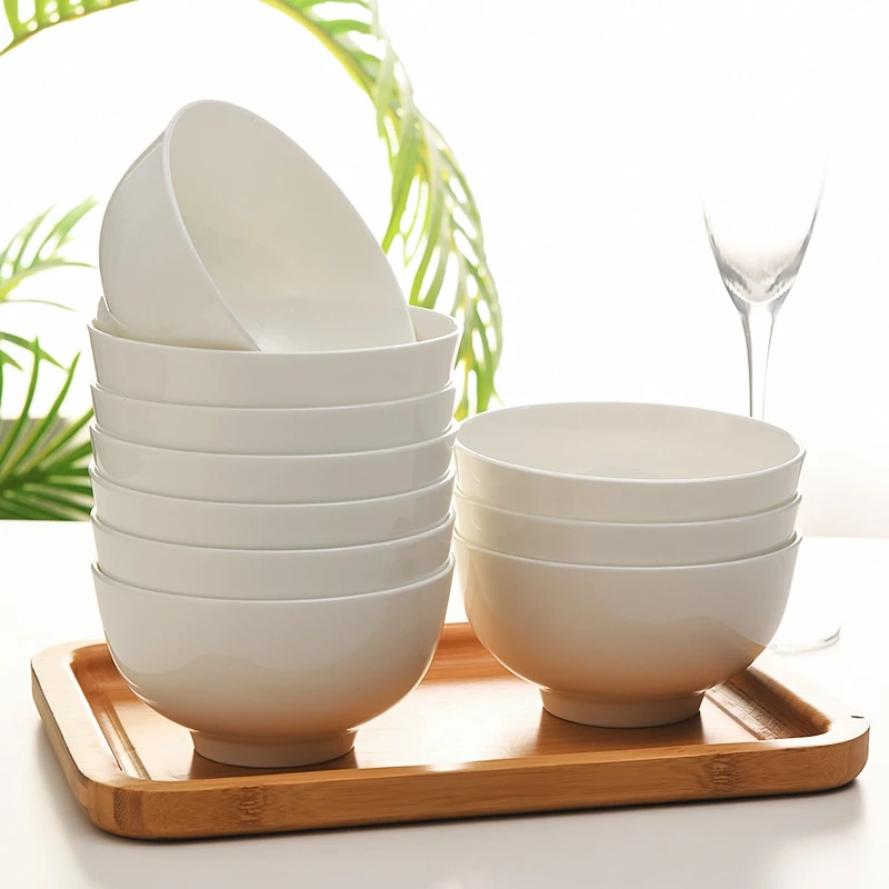 隆玫格骨瓷碗家用白色饭碗米饭碗陶瓷碗2025新款面碗白瓷碗大汤碗