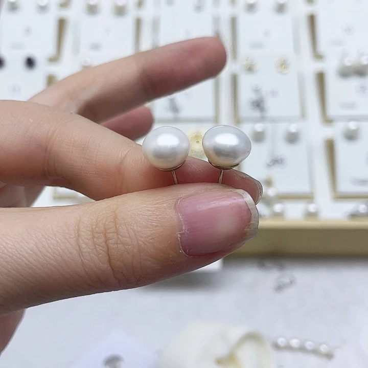 淡水珍珠耳饰银S925镶嵌ଘ****ฅ