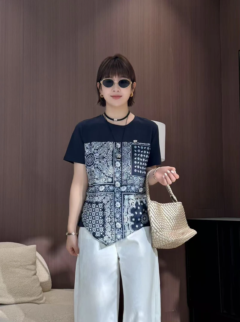 方和屿.新潮风短袖短款刺绣常规圆领T恤休闲印花百搭潮流30051