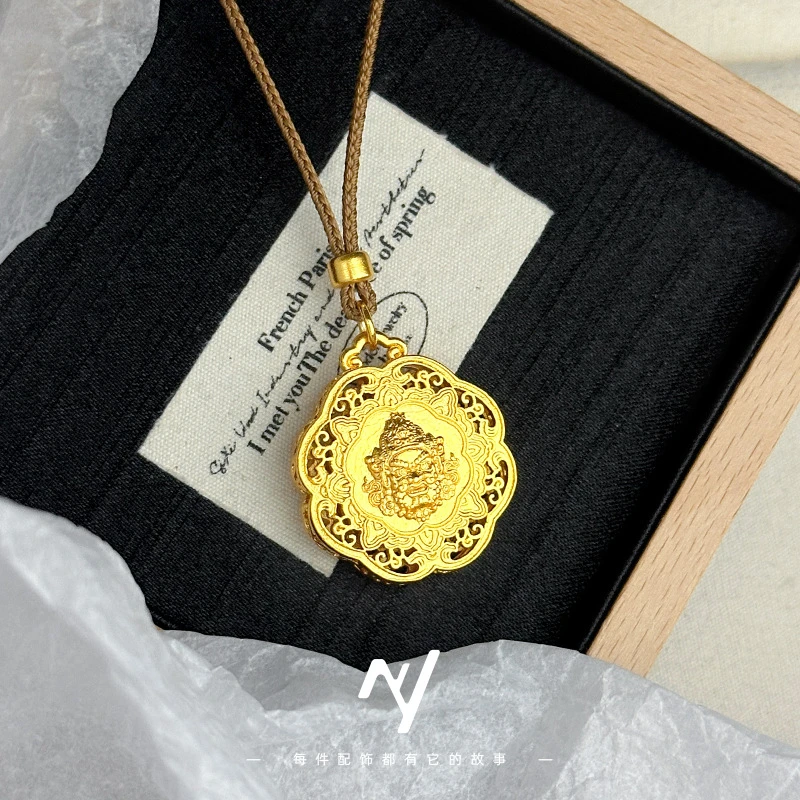 铜合金吊坠 新中式财运黄财神仿金饰品999