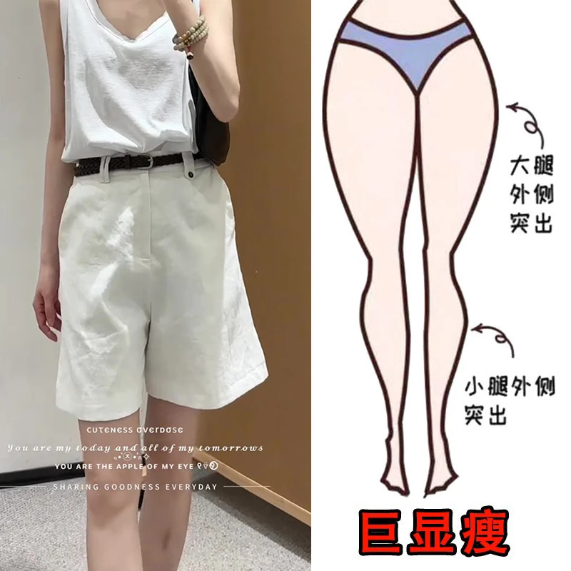 2025夏薄款大码女装休闲阔腿中裤胖妹妹显瘦宽松高腰亚麻五分短裤