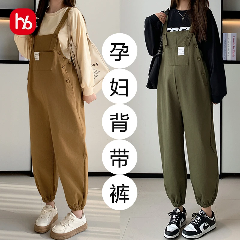 欢优贝孕妇背带裤秋装2025新款秋天小个子大码孕妇牛仔裤子套装