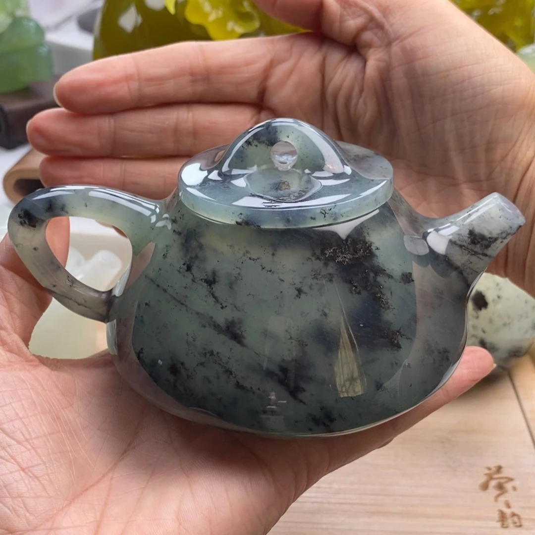 彭***涛岫玉未镶嵌四大名玉茶壶