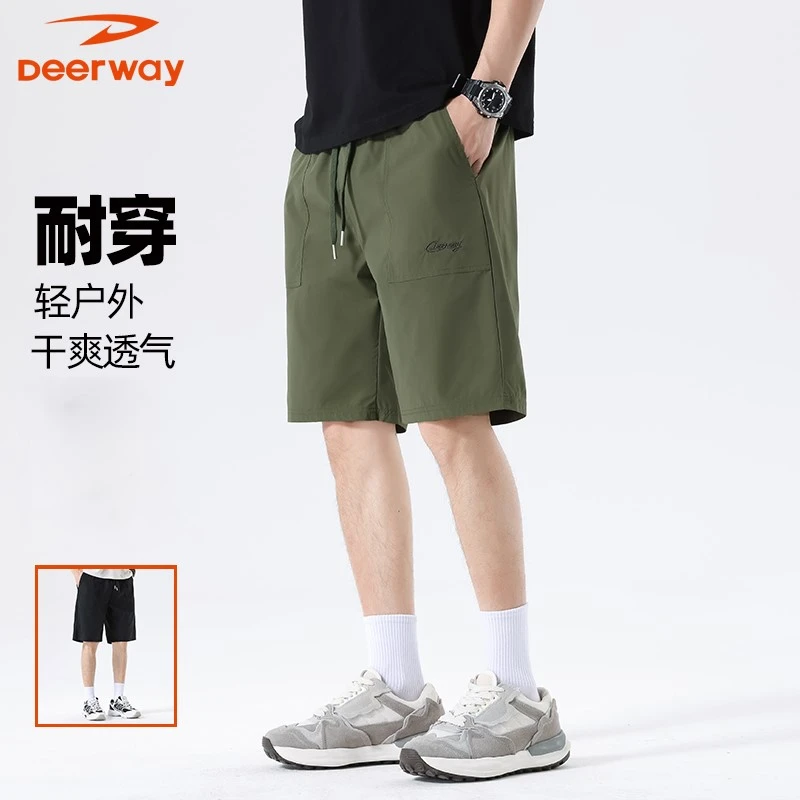 Deerway/德尔惠夏季冰丝工装短裤美式潮流宽松中裤速干五分裤D06