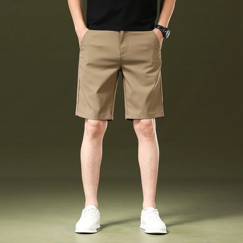 皮尔卡丹-2025薄款中裤男潮流休闲百搭透气纯色直筒五分裤-6022