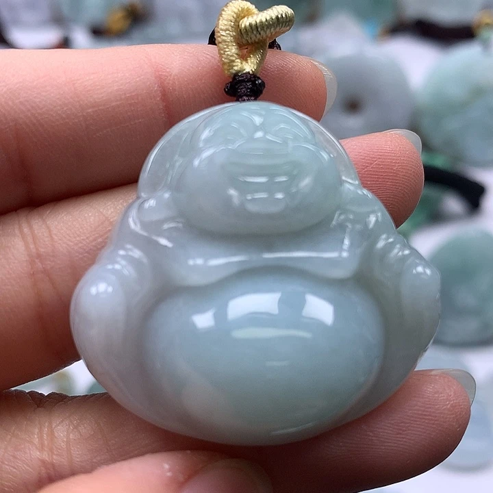翡翠未镶嵌颈饰笑佛卡厚12+福利