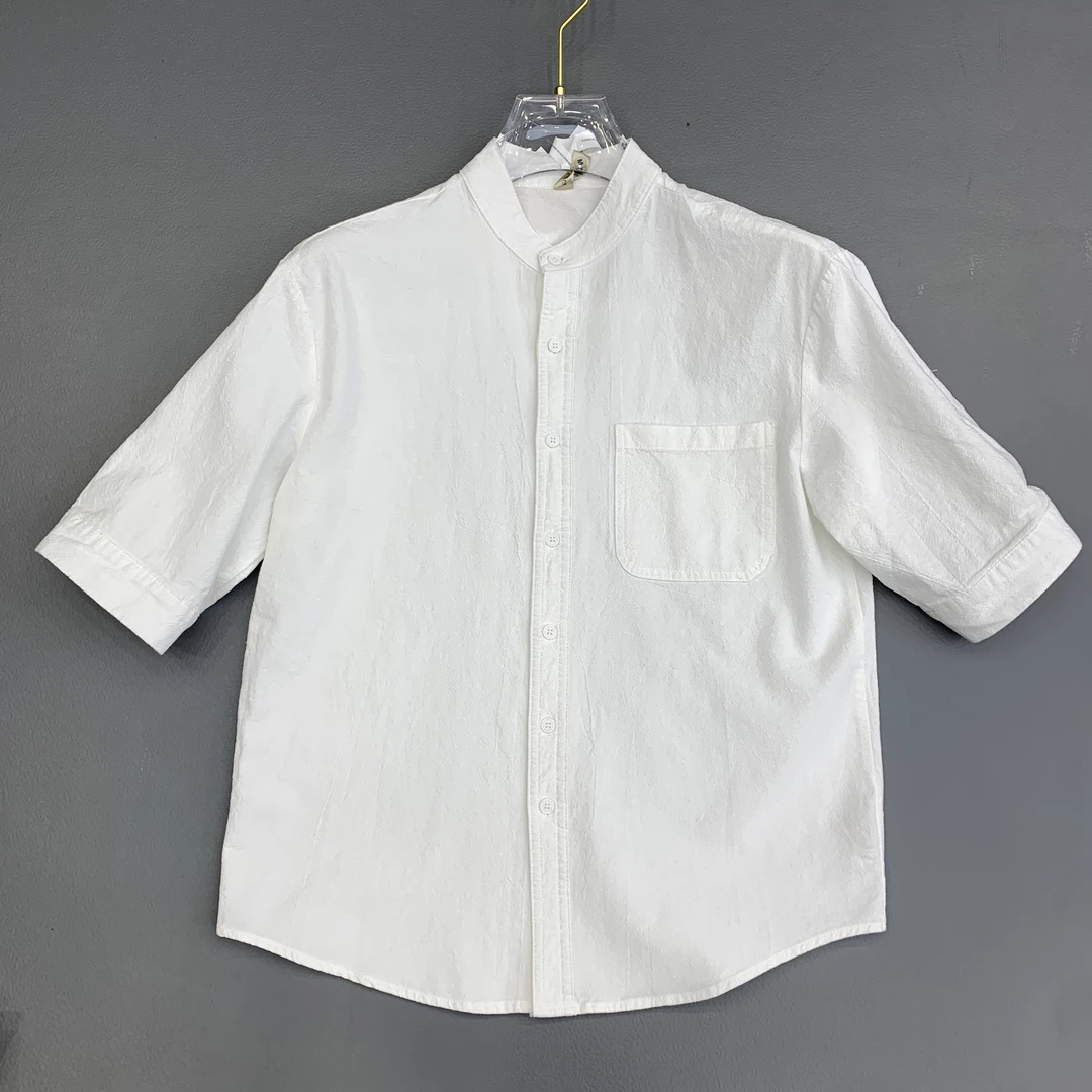 七分袖百搭春季情侣长袖衬衫短袖夏季休闲立领男士男装中国风