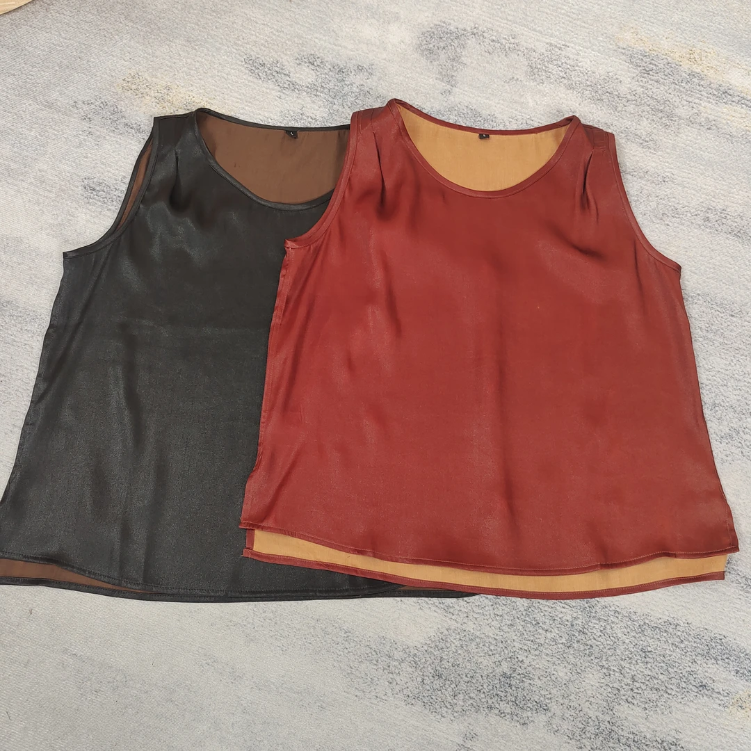 花萝香云纱小衫新款两面穿背心高端品质丝绸中式宽松百搭桑蚕丝