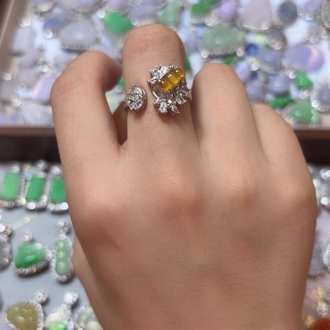 翡翠银S925镶嵌戒指