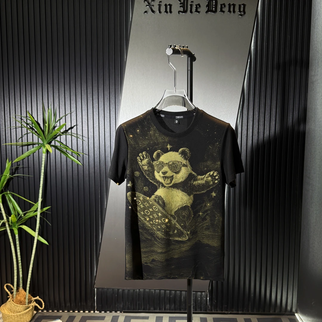 【甄选】运动熊猫轻奢男士高品质夏季印花半袖圆领休闲男款