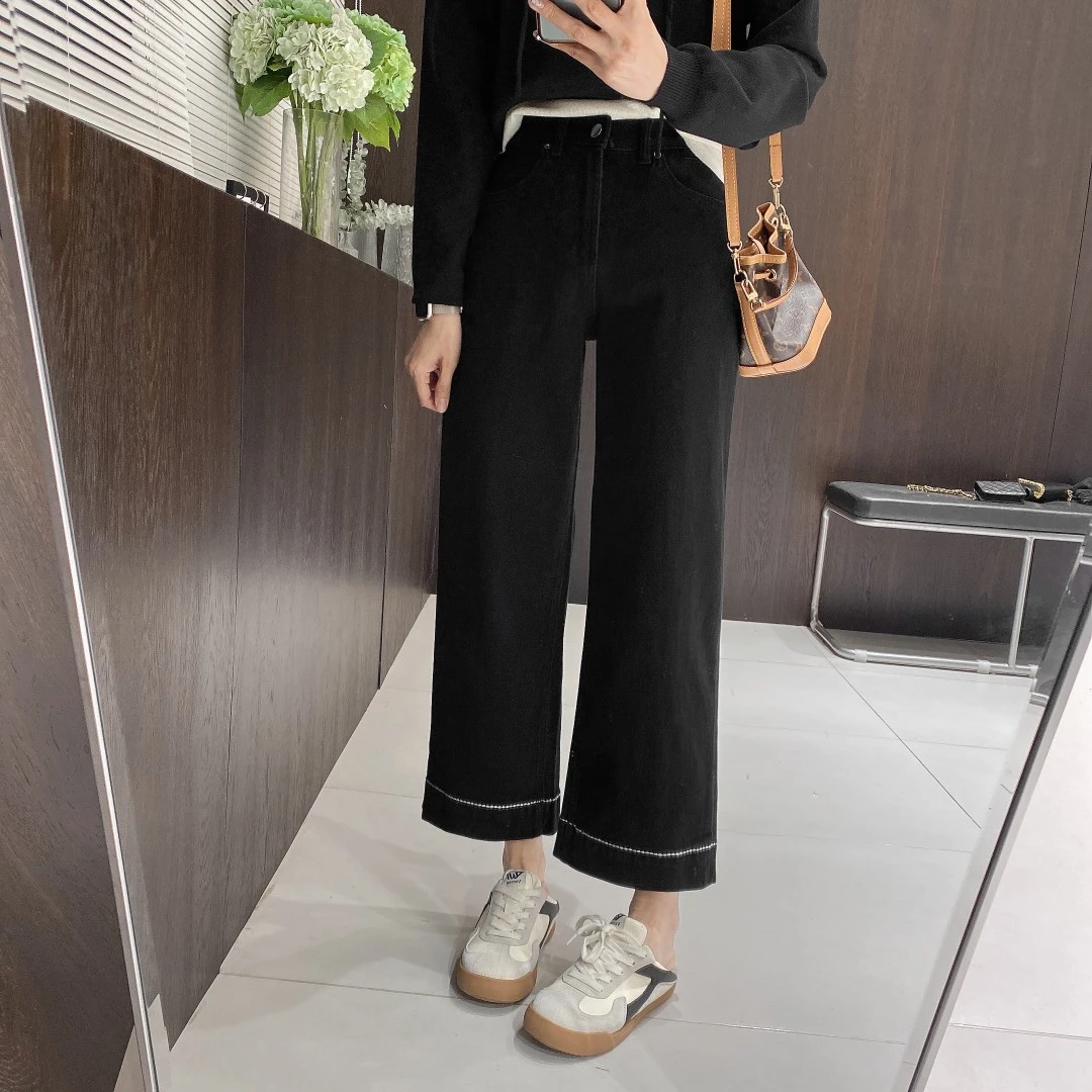 IMFLY金小金自制女装 牛仔裤DYK2530春季高腰显瘦九分直筒裤子