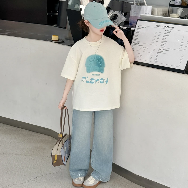 2025儿童新款套装休闲夏季女孩中大童宽松休闲时尚印花韩版夏装潮