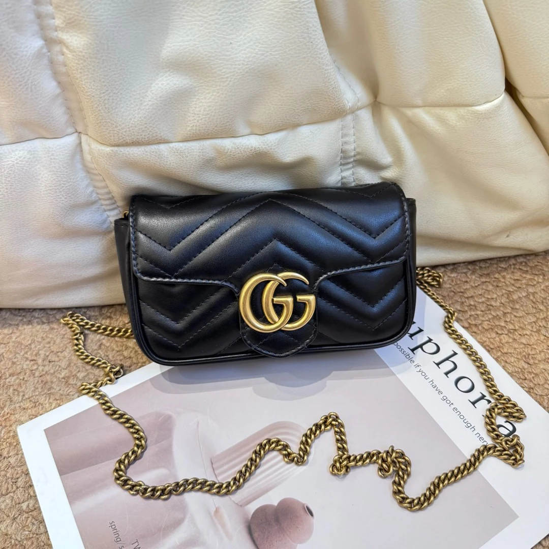 95新 GUCCI/古驰 黑金 牛皮 马蒙 超mini 640359394