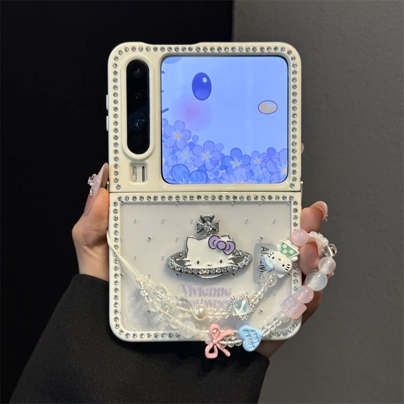 适用华为purax折叠屏手机壳透明波点pocket2立体水钻星球kitty猫