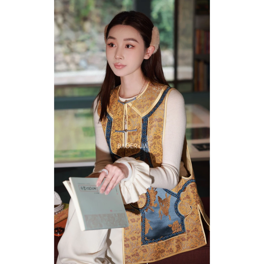 39-【传承/宫蝶】宝儿家含幂BJ112625309国风漳缎丝绸瑰宝绒花马甲