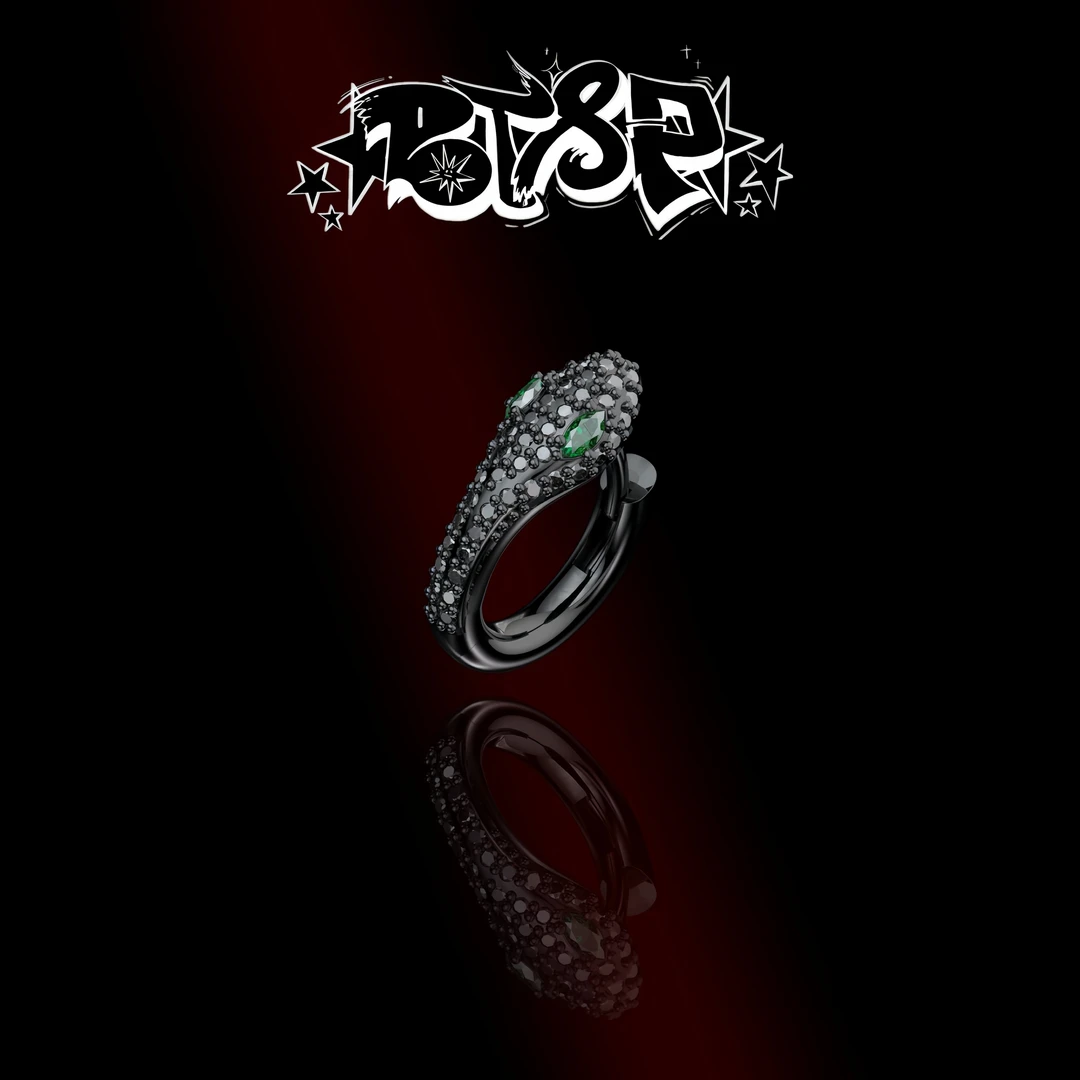 BTSP S925银针蛇院黑绿蛇形百搭小众INS耳环