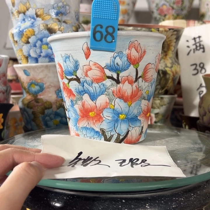 景德镇手绘花盆满38包邮偏远地区除外