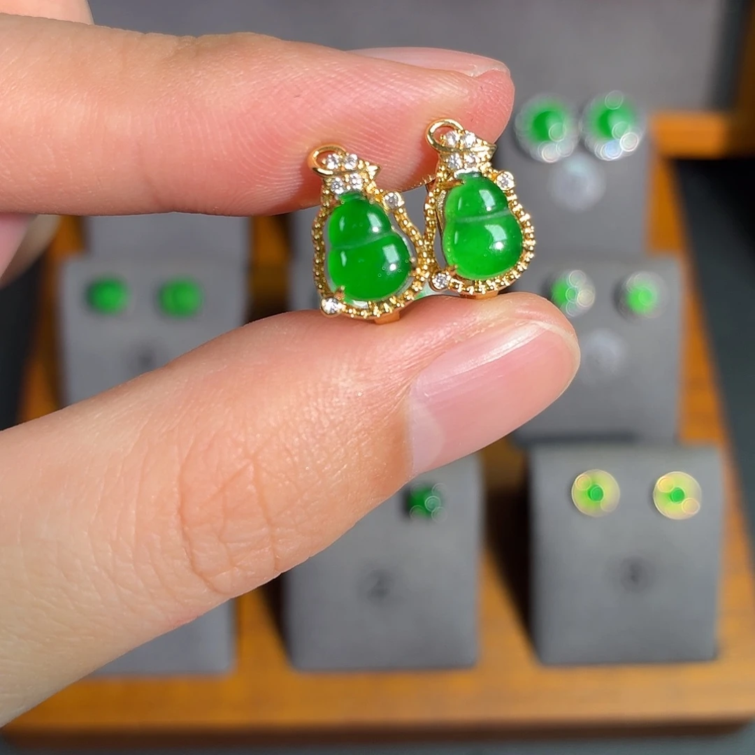 翡翠银S925镶嵌耳饰耳饰