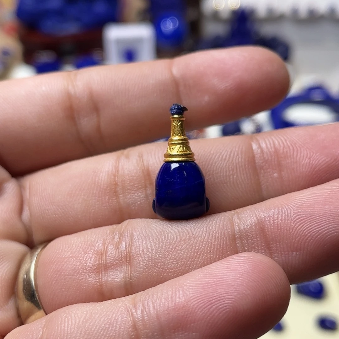 卷***a青金石银S925镀金镶嵌9mm黑加仑分体三通