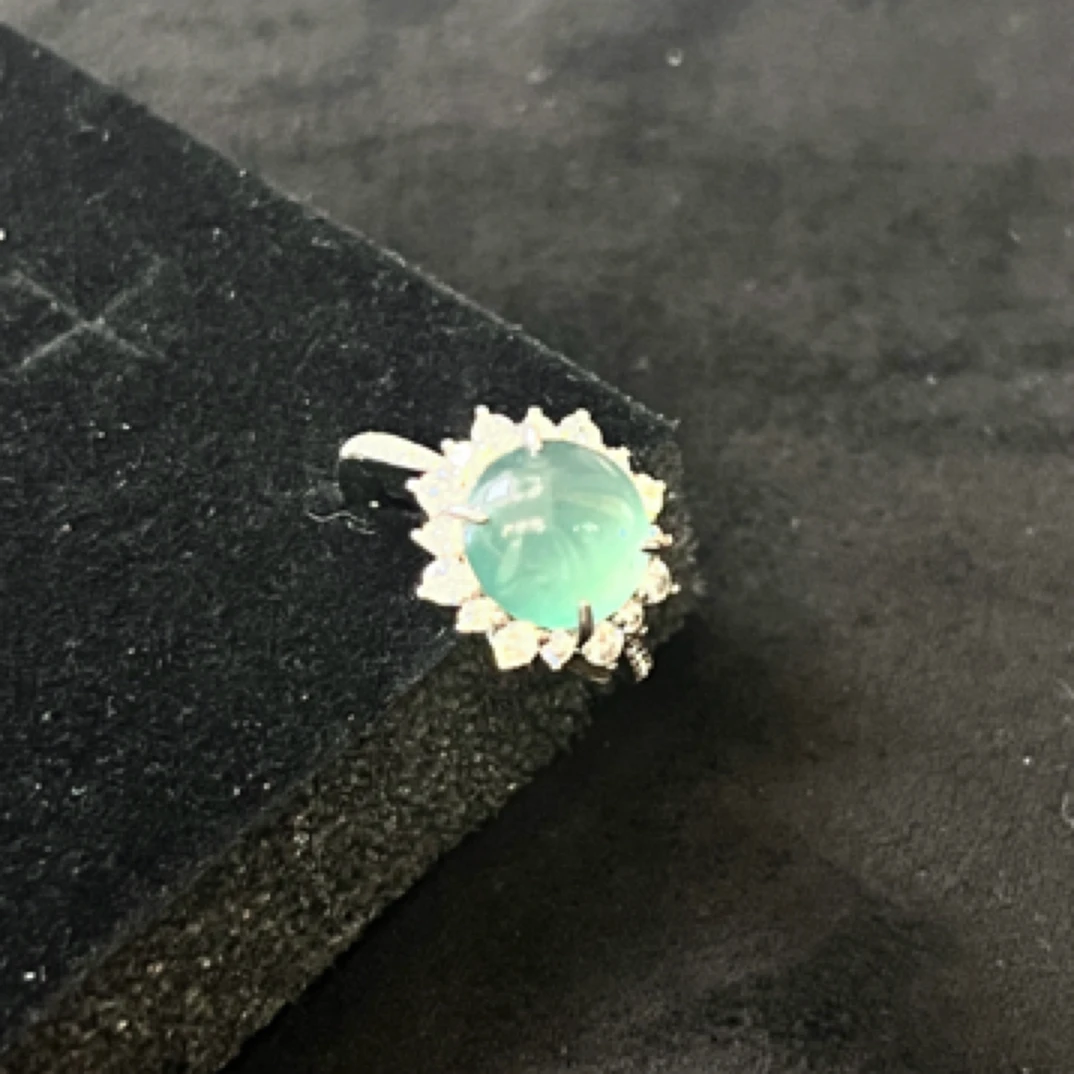 天然翡翠a货戒指白冰