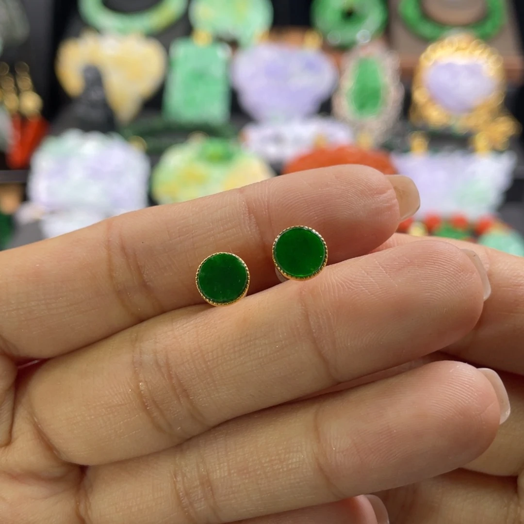 翡翠未镶嵌耳饰代编织