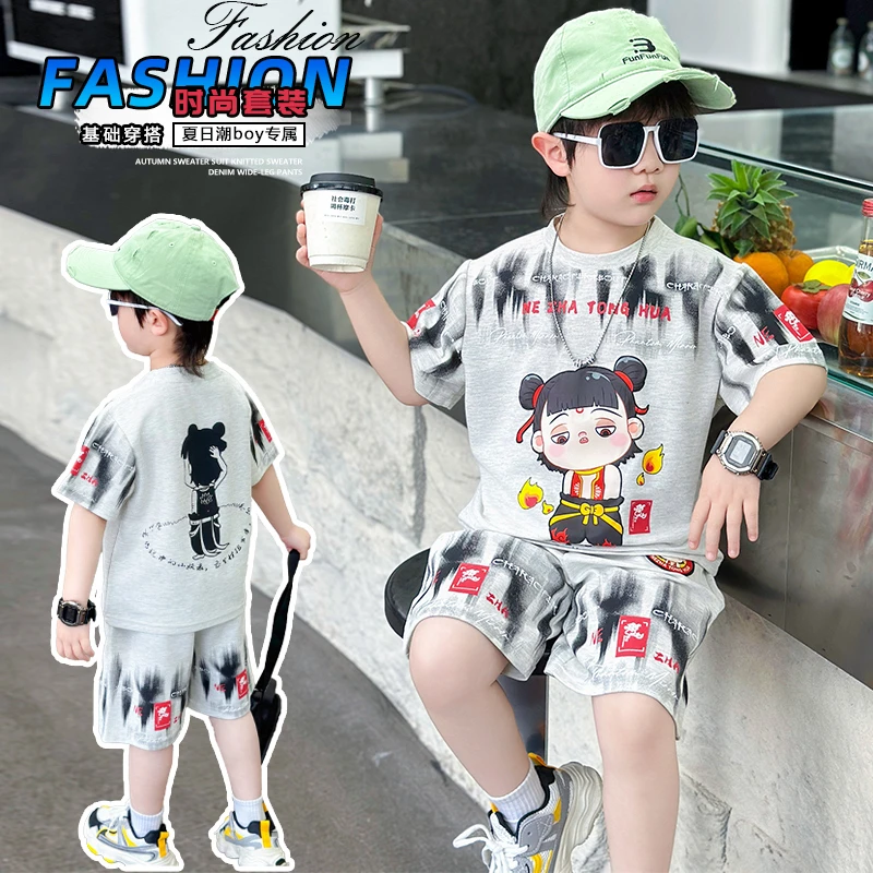 哪吒儿童服装男童夏装套装2025新款宝宝夏季衣服帅气男孩短袖短裤