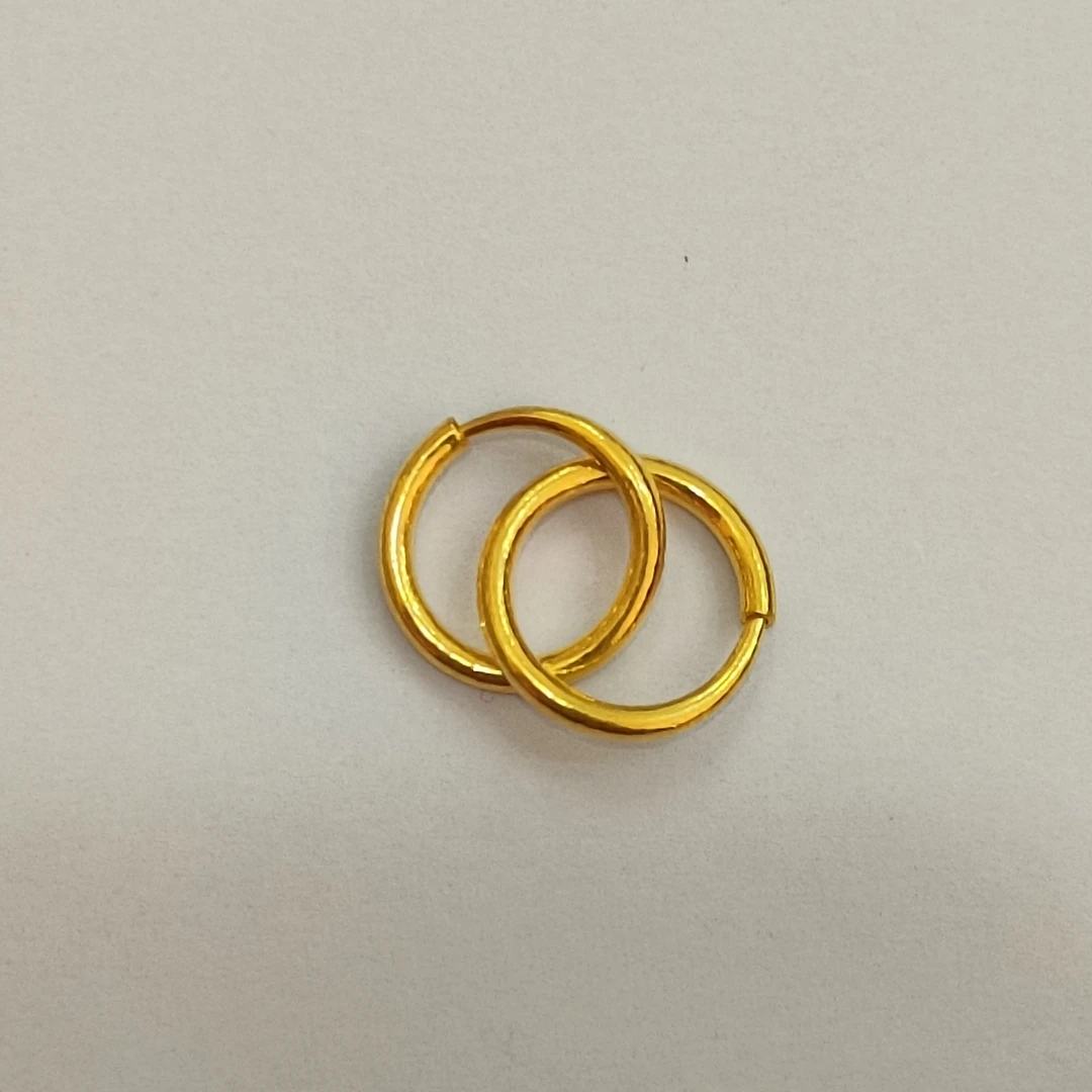 足金999黄金耳圈正品纯黄金耳环素圈光面耳骨圈亮面小耳环年轻款