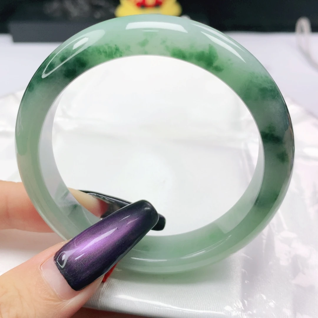 未镶嵌手镯翡翠翡翠54.0飘绿花正圈