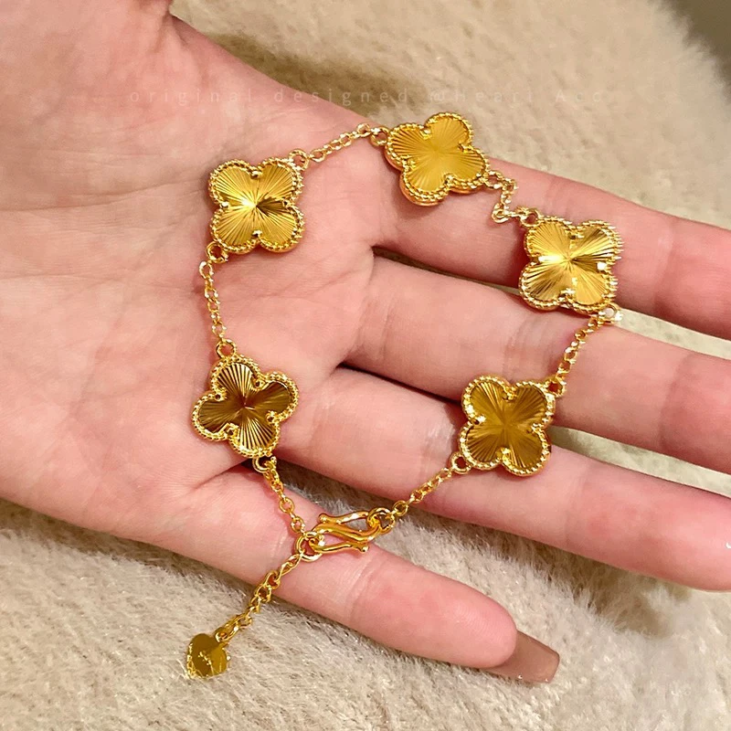 合金手链 古法金四叶草新中式高级感手链
