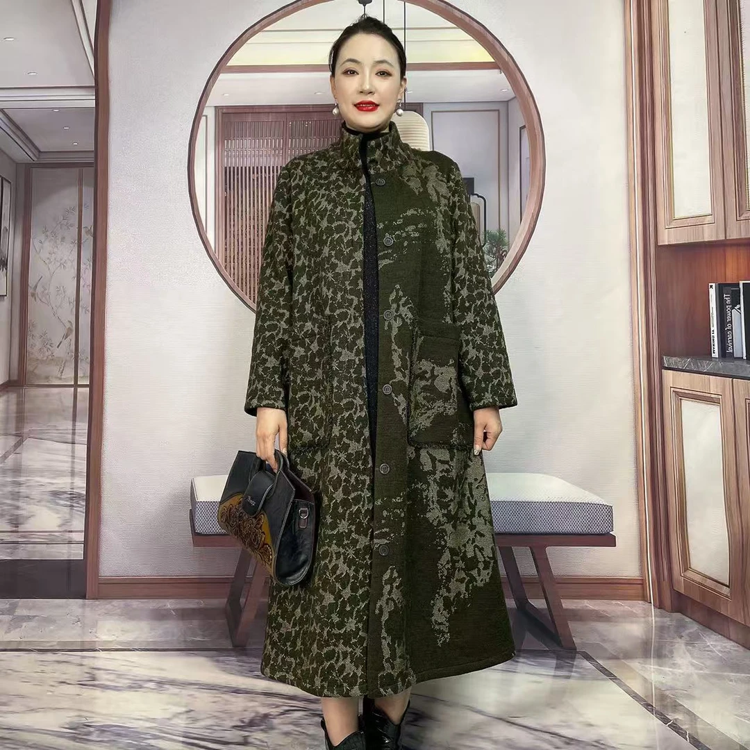 1940复古原版新款加绒立领毛呢大衣加厚保暖中老年妈妈装冬季大衣