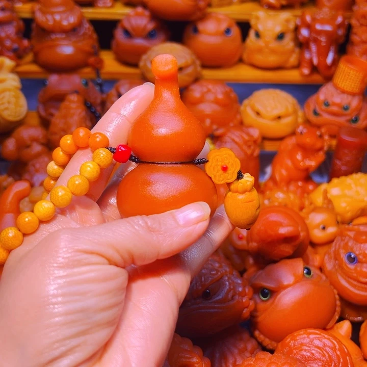 竹玉化竹雕葫芦手把件