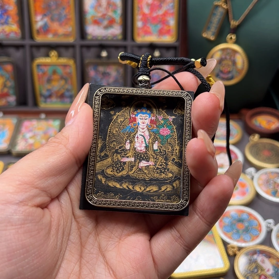 吊坠大势至题材手绘唐卡