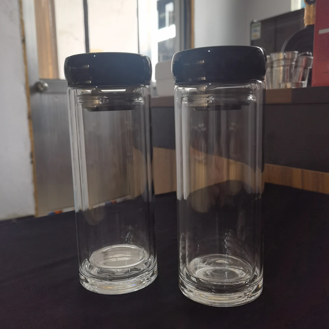 双层隔热透明带盖男士车载便携泡茶杯（随机款式）