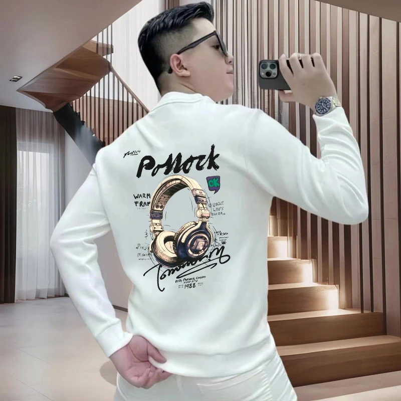 美式潮牌学生耳机爆款圆领卫衣男新款复古oversize长袖情侣款上衣