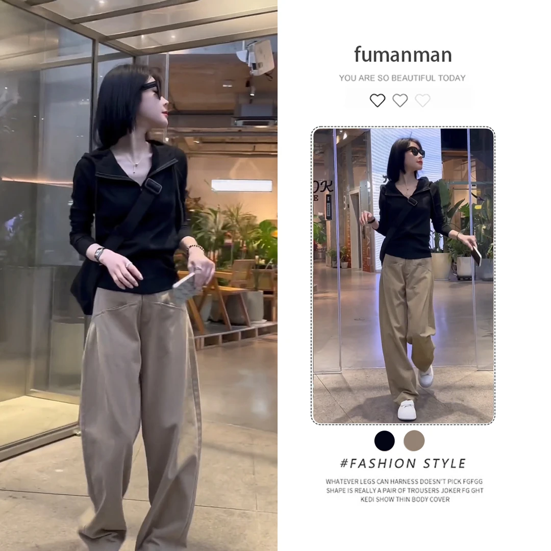 秋季韩系套装女2025新款小众慵懒风百搭上衣搭配显瘦休闲裤两件套