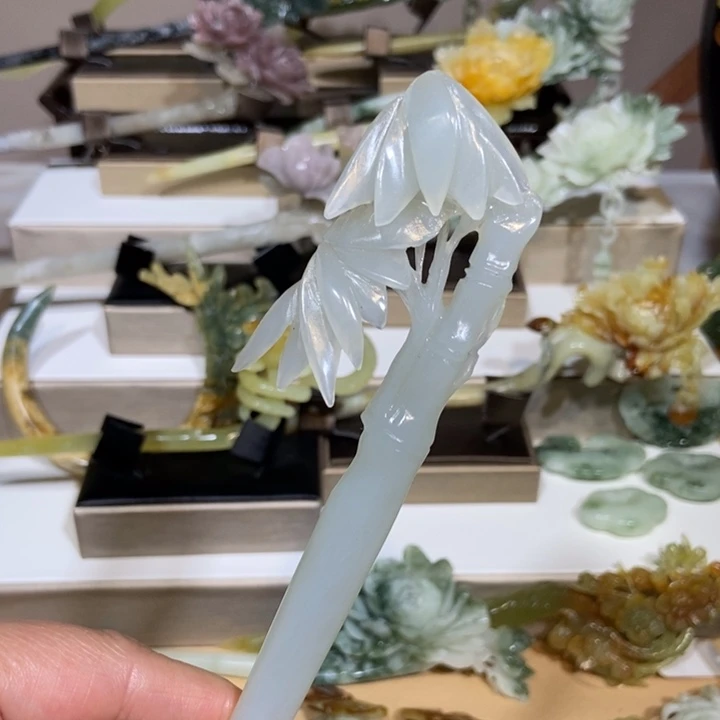 蛇纹石玉发饰合金