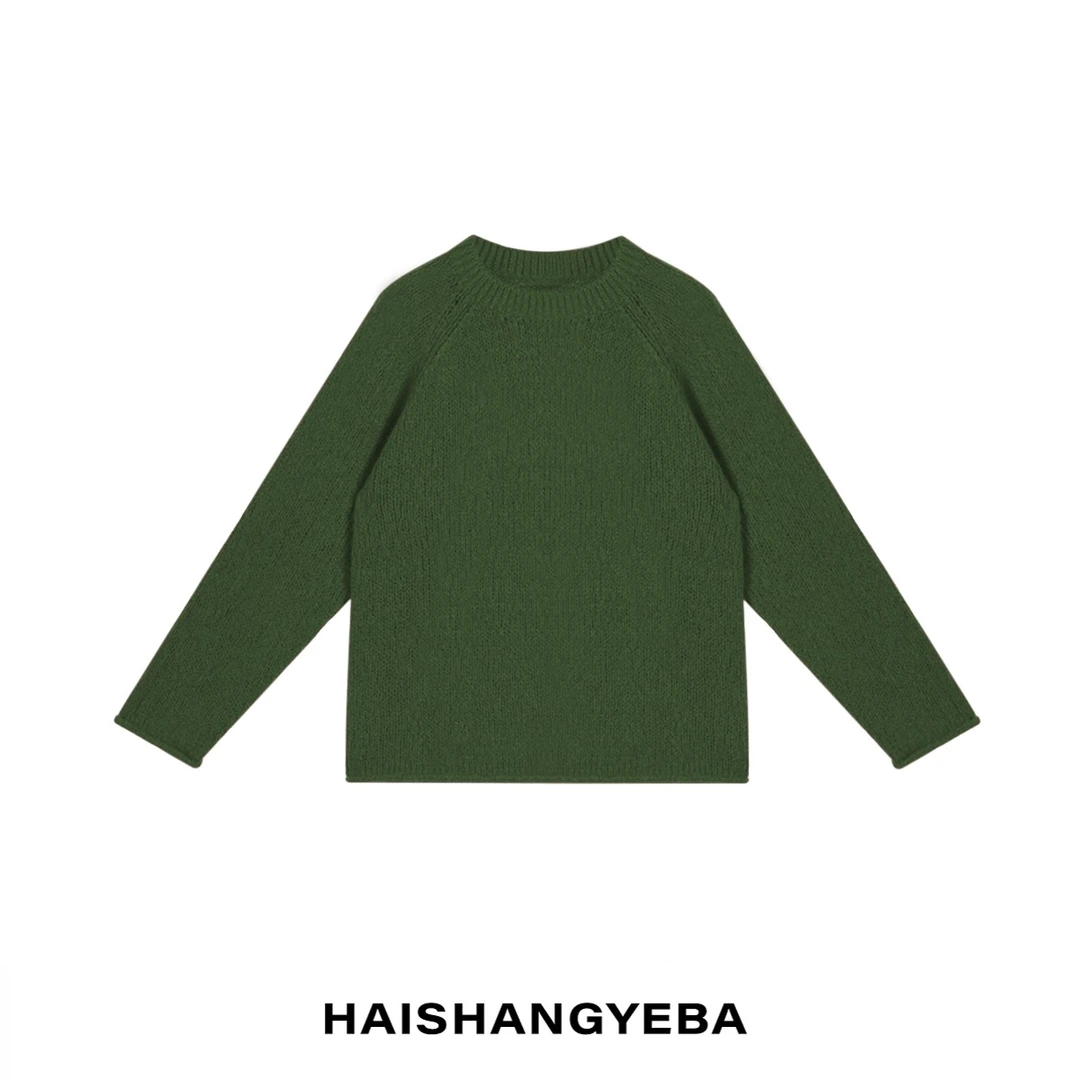 【海上叶爸】新款2024秋冬百搭山羊绒圆领套头镂空提花织法羊绒衫