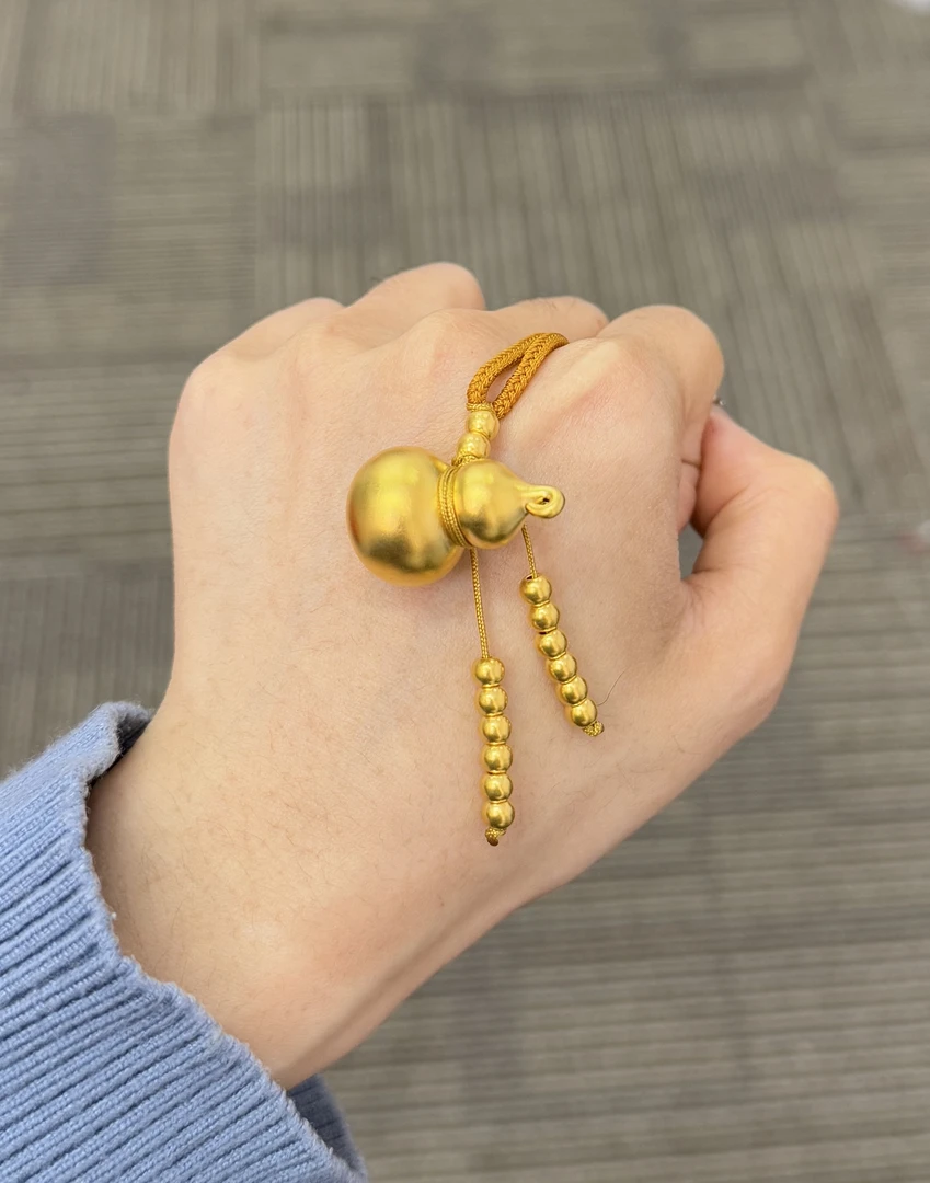 足金999 流苏葫芦编绳吊坠