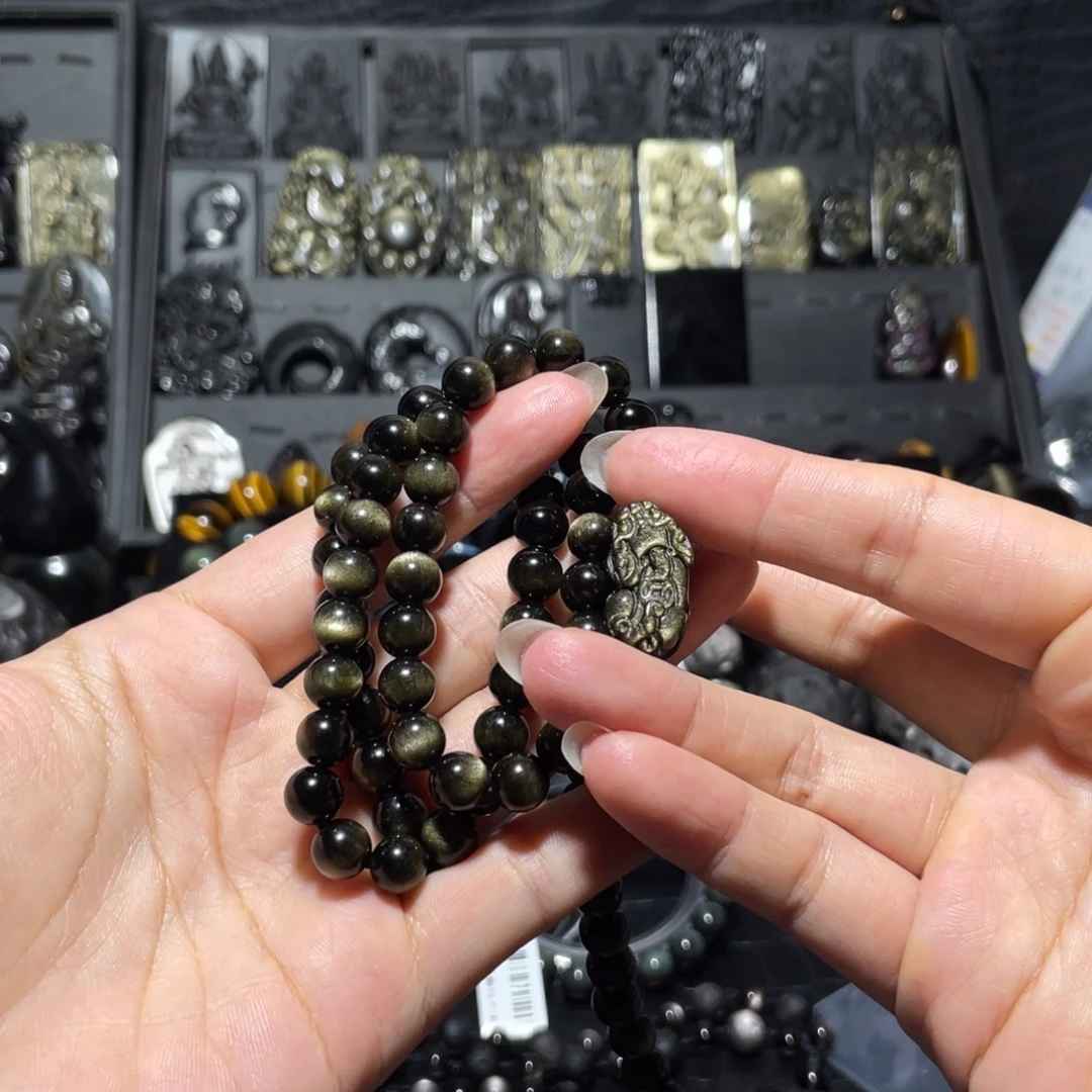 夏***末未镶嵌黑曜岩珠宝奇石