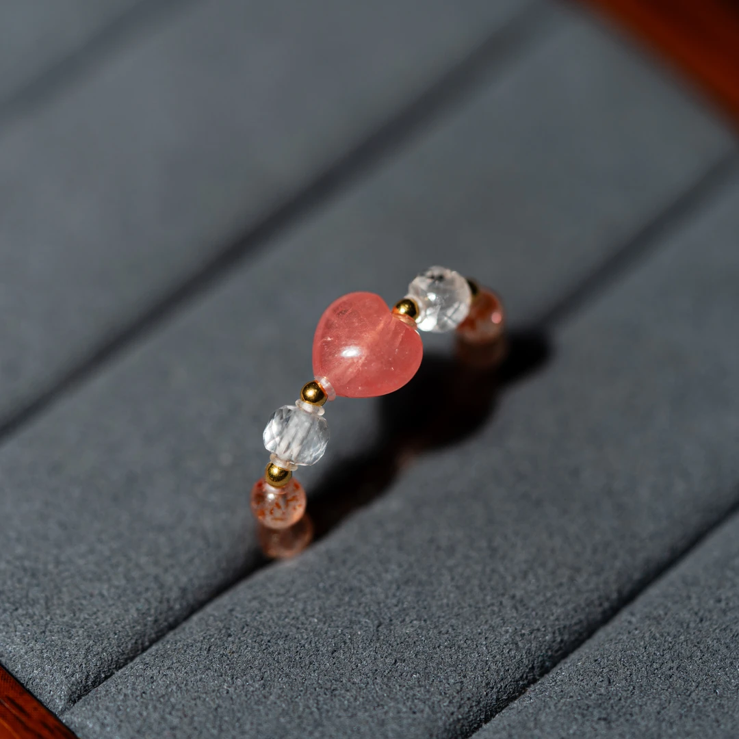 【爱你】花奢珠宝  金太阳+红纹石18K金戒指