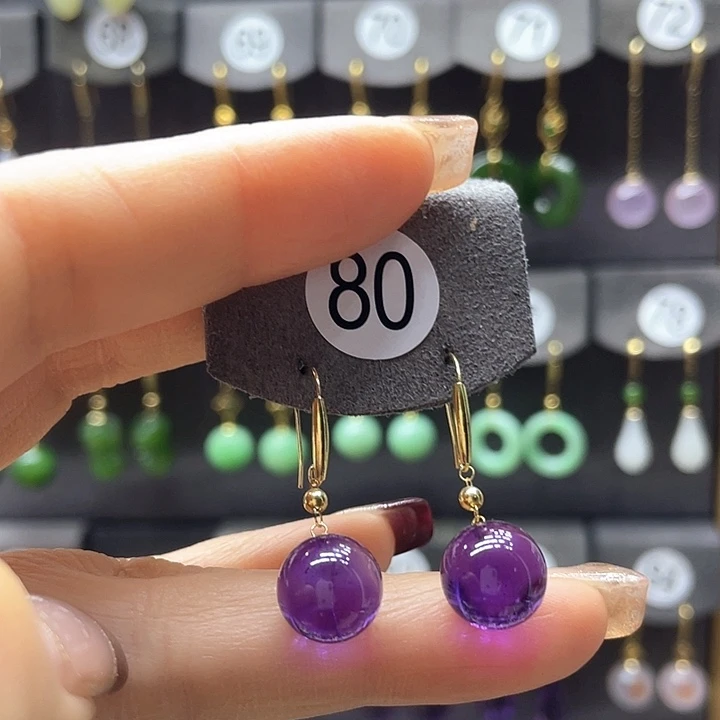 紫晶耳饰18K金镶嵌耳饰