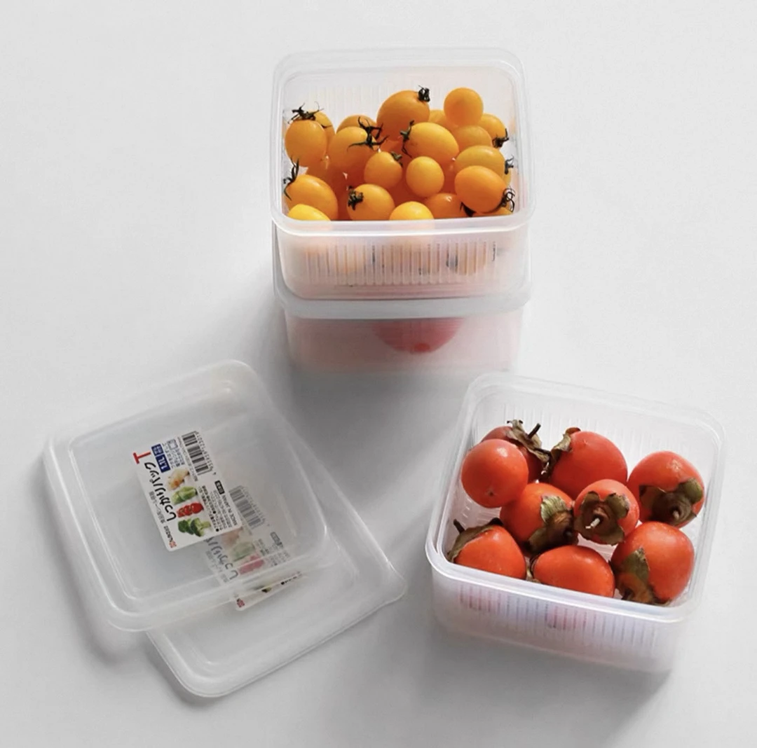日本进口nakaya沥水透明保鲜盒冰箱专用食品级沥水盒 9513
