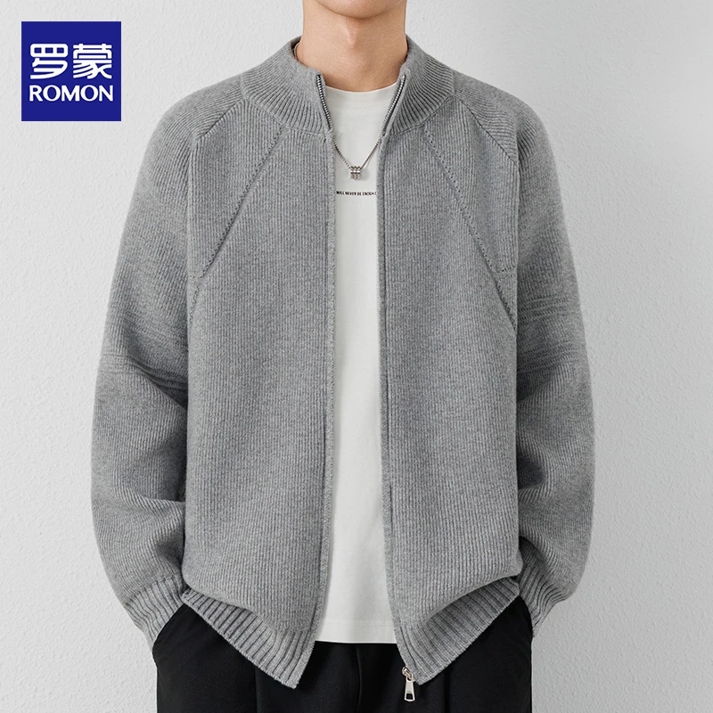 罗蒙针织开衫毛衣男秋冬季2025新款潮流帅气百搭休闲宽松男士外套